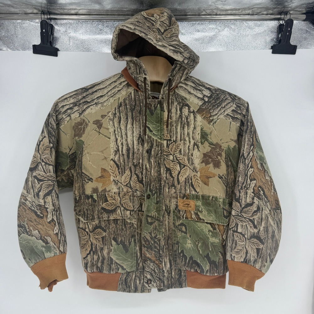 Vintage Duxbak Realtree Camo Hooded Hunting Jacket Kids Large USA 35K201NR